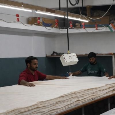 Fabric preparation and cutting for tote bags