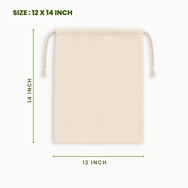 Cotton drawstring bag 12 x 14 inch natural cotton packaging pouch eco friendly reusable cotton gift bag cotton storage pouch.