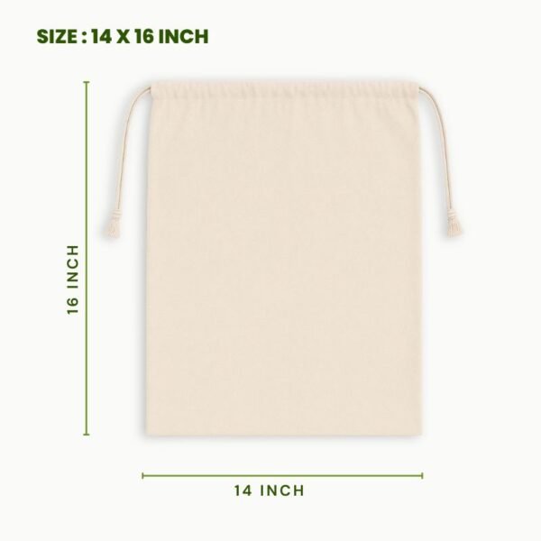 Cotton drawstring bag 14 x 16 inch natural cotton packaging pouch eco friendly reusable cotton gift bag large cotton storage pouch.