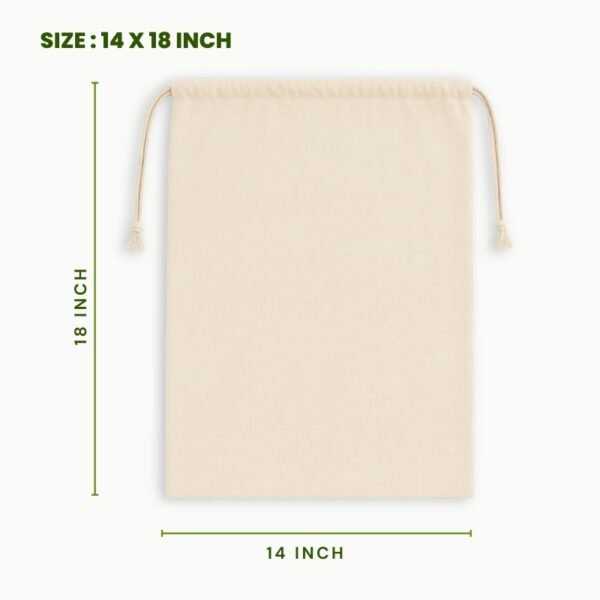 Cotton drawstring bag 14 x 18 inch natural cotton packaging pouch eco friendly reusable cotton gift bag large cotton storage pouch.