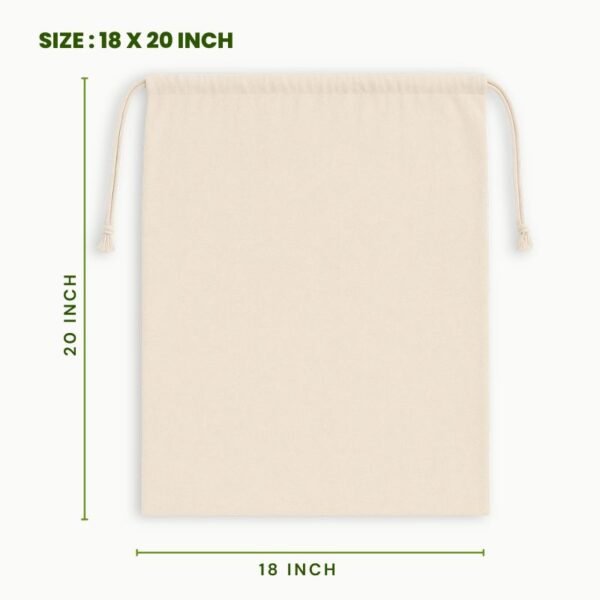 Cotton drawstring bag 18 x 20 inch natural cotton packaging pouch eco friendly reusable cotton gift bag large cotton storage pouch.