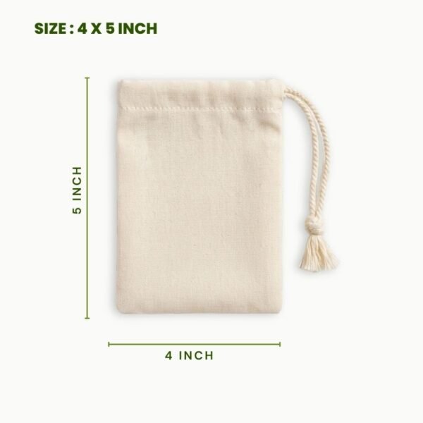 Cotton drawstring bag 4 x 5 inch natural cotton jewelry pouch eco friendly reusable cotton gift packaging pouch small cotton storage bag.