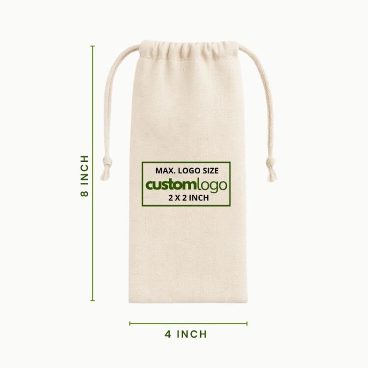 Cotton Drawstring Pouch 4×8 Inch Custom Logo | Manufacturer Supplier
