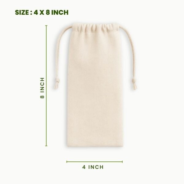 Cotton drawstring bag 4 x 8 inch natural cotton packaging pouch eco friendly reusable cotton jewelry pouch small cotton gift bag.