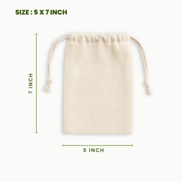 Cotton drawstring bag 5 x 7 inch natural cotton jewelry pouch eco friendly reusable cotton gift packaging pouch small cotton storage bag.