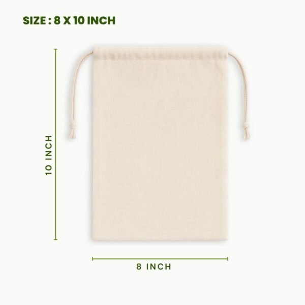 Cotton drawstring bag 8 x 10 inch natural cotton packaging pouch eco friendly reusable cotton gift bag cotton storage pouch.