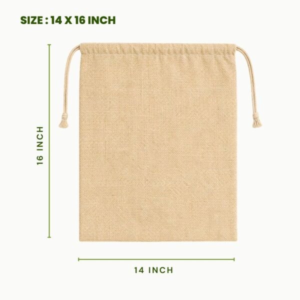Juco drawstring bag 14 x 16 inch natural juco pouch eco friendly reusable juco storage bag drawstring juco packaging pouch large juco gift bag.