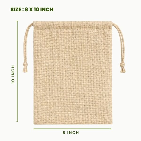 Juco drawstring bag 8 x 10 inch natural juco pouch eco friendly reusable juco storage bag drawstring juco packaging pouch medium juco gift bag.