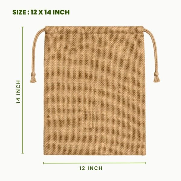 Jute drawstring bag 12 x 14 inch natural burlap pouch eco friendly reusable jute storage bag drawstring jute packaging pouch medium jute gift bag.