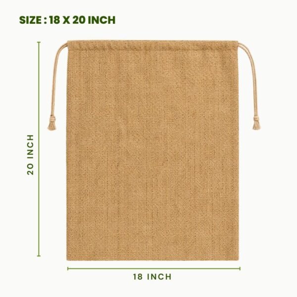 Jute drawstring bag 18 x 20 inch natural burlap pouch eco friendly reusable jute storage bag drawstring jute packaging pouch large jute gift bag.