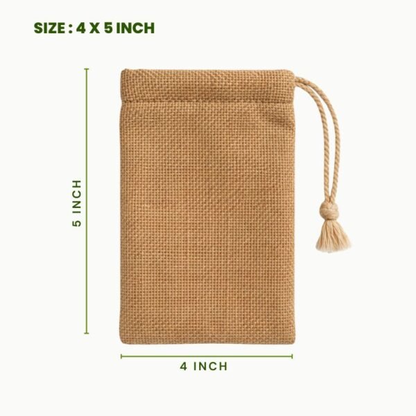 Jute drawstring bag 4 x 5 inch natural burlap pouch eco friendly jute packaging bag reusable jute storage pouch small jute gift bag.