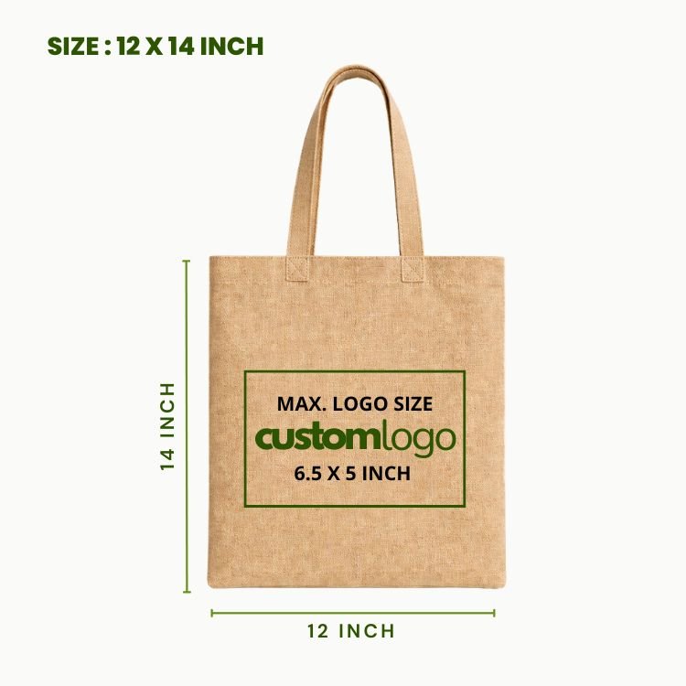 jute tote bag 12x14 inch with custom logo space blank jute bag for printing branding reusable jute shopping bag.